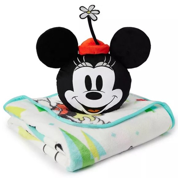 Disney Pillow & Blanket Throw Set Mickey Minnie Mouse Supersoft Plush 60 x 90 - Picture 2 of 3